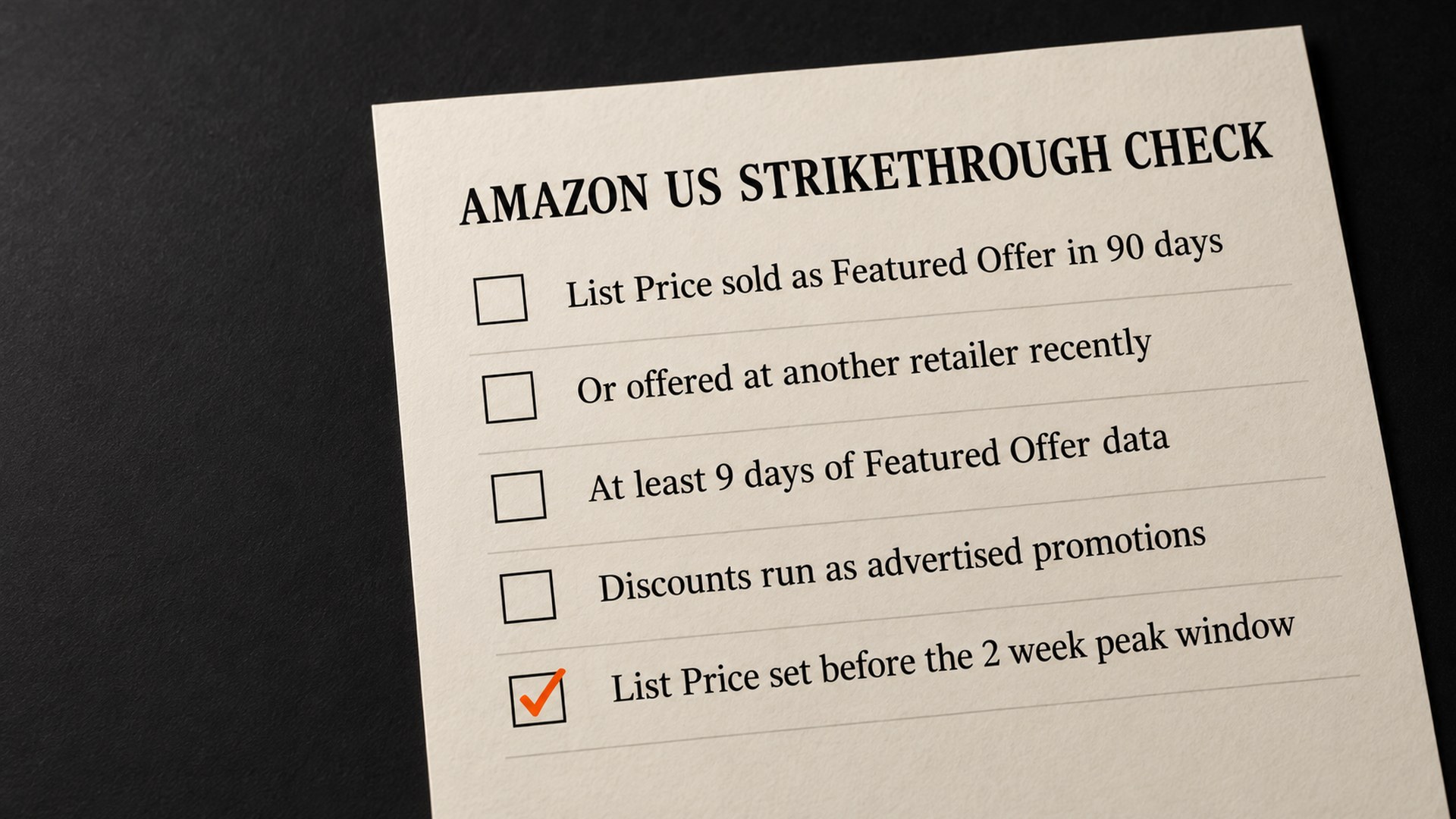 Amazon US strikethrough check. List Price sold as the Featured Offer in the last 90 days. Or offered at another retailer recently. At least 9 days of Featured Offer data. Discounts run as advertised promotions. List Price set before the 2 week peak window.